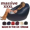 XXX-L BEANBAGS HUGE MEGA SIZE CREAM BEAN BAG 16CUFT FAUX LEATHER BEANBAG GAMING CHAIR