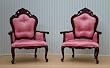 Miniature Tufted Mahogany Arm Chair in Bright Pink