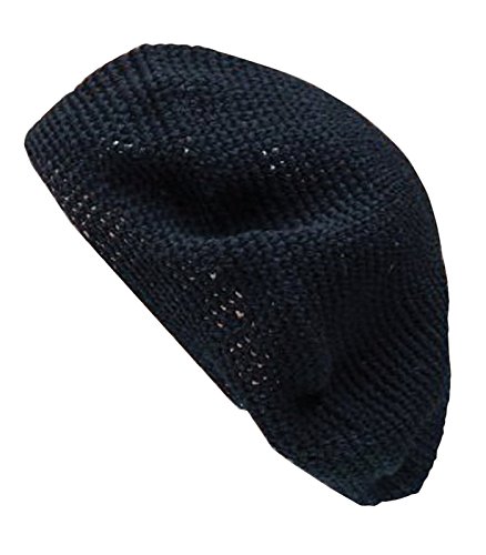 Inspirit Arts TAM Beret Hat Solid Black Hand Made Knit Slouchy Dreadlock Cap