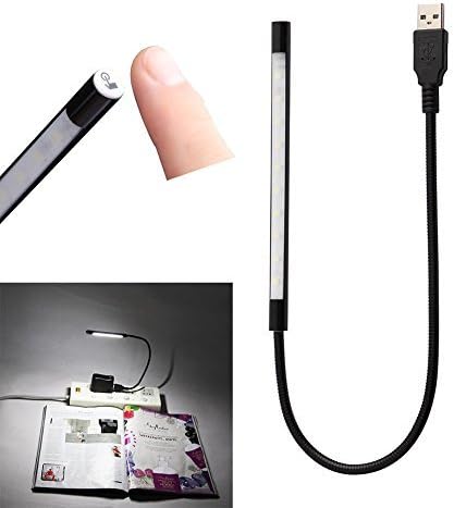 MiiRii Portable USB Reading Lamps Flexible Stick Dimmable Touch Switch LED White Light Lamp for Laptop Computer PC (Black)