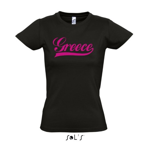 Damen T-Shirt – Griechenland Oldschool Greece LÄNDERSHIRT EM / WM FAN Trikot S-XXL , Deep black – pink , M