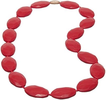 MJ3Market 22-Inch Organic Baby Teething Necklace Jewelry - Silicone Teether Chew Beads, , BPA Free, All Natural, Toy for Nursing Moms To Wear (Red)