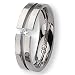 Polished Titanium and 1/10ct. Diamond Ring (6.0 mm) With Wood Box - Sizes 6-13
