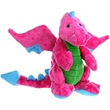 goDog Dragon With Chew Guard Technology Tough Plush Dog Toy, Pink, Large