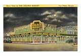 Moon over the Golden Nugget, Las Vegas, Nevada Architecture Art Poster Print, 18x13