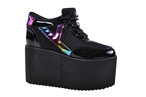 YRU Patent Rainbow Mesh Gothic Gaga Chunky Platform Shoes 6