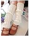 JOVANA Women Lady Fashion Knee High Leg Socks Banket Winter Knit Crochet Warmer Legging (White)