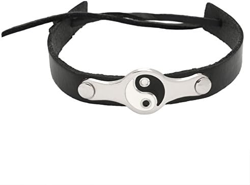 Ying Yang Leather Adjustable Bracelet