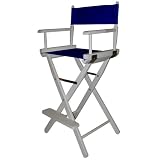 Navy Blue Bar Height Directors Chair-White
