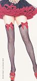 Black Fishnet Thigh Highs with Satin Bow