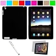 Premium Rubberized Protective Soft Silicone Skin Cover Case for Verizon Wireless New Apple iPad 2 (16GB, 32GB 64GB) 2nd Generation and AT&T Apple iPad 2nd Generation iPad 2 Wireless Tablet + Anti-Glare Clear Screen Protector for Apple iPad 2 Tablet + Executive White Stylus Pen with Laser Pointer and LED Light Compatible with Apple iPad 2