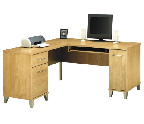 Buy Cheap Planked Maple Cross Somerset L-Desk