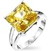 Gemstone CZ Rings - 8 Carat Princess Cut Yellow Solitaire CZ Ring