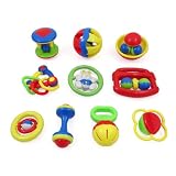 10PieceBabyRattleandTeetherToyGiftSetwithGiantBabyBottleCoinBank