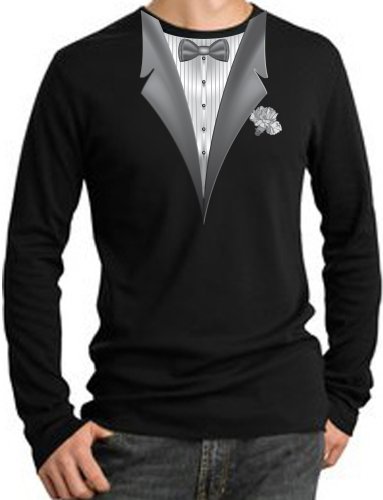 TUXEDO with WHITE FLOWER Tux Adult Long Sleeve Thermal T-Shirt – Black TUXEDO with WHITE FLOWER Tux Adult Long Sleeve Thermal T-Shirt – Black