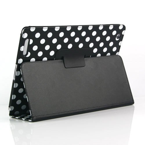 Black and White Polka Dot Pattern Leather Flip