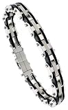 8 Surgical Steel & Rubber Bracelet 7/16 (11 mm) wide.