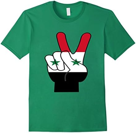 Men's Syria Syrian Peace Flag Fingerprint Hand Country T-Shirt 3XL Kelly Green