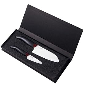 Kyocera Revolution Series Paring and Santoku Knife Set, White Blade