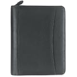 FranklinCovey 33963 Nappa Leather Ring Bound Organizer w/Zipper, 8 x 10, Black