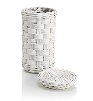 White Rattan Toilet Roll Holder
