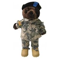 Stuffed 20 teddy bear in personalized custom embroidered U.S. Army Combat Military Uniform-ACU