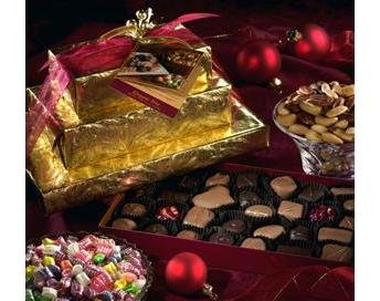 Elegant Trio Holiday Nuts and Chocolate Tower Gift by Wisconsinmade.com