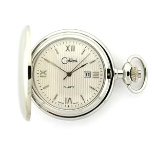 Colibri Hunting Case Pocket Watch Stainless with Date PWS095861W Swiss Movement