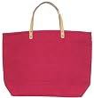 Cotton Colorful Raspberry Red Large Tote Bag with Leather Handle 22"Lx14.5"H