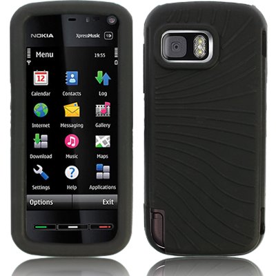 Nokia 5800 Tube Xpressmusic Black Silicon Skin Case with Screen Protector