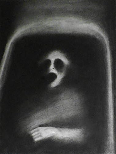 1 11 x 14 Rub a Dub Dub There's a Dead Thing in my Tub - Charcoal-Drawing - Art and Illustration - Halloween Satanic Scary Monster - Macabre Demonic Occult Faun - Wiccan and Goth Fine Art