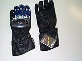 Motorbike Gloves - BLACK/BLUE, Small