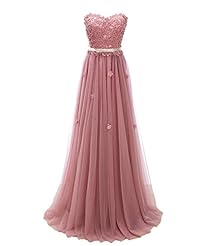  Lace-Up Satin/Tulle Evening Dress/Bridesmaid Dress/Prom Dress/Party Dress/Wedding Dress  With Pearls