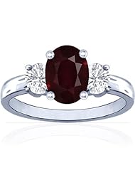 Platinum Oval Cut Ruby Three Stone Ring