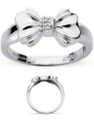 0.01 Cts Diamond Solitaire Bow Ring in 10K White Gold