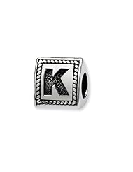 Triangle Block, Letter K Charm in Silver For 3mm Charm Bracelets
