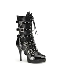 Apparel: 4 1/2 Inch Heel Cop Costume Boots Handcuffs Ankle High Studded Lace Up Boots Size: 8 - FUNTASMA