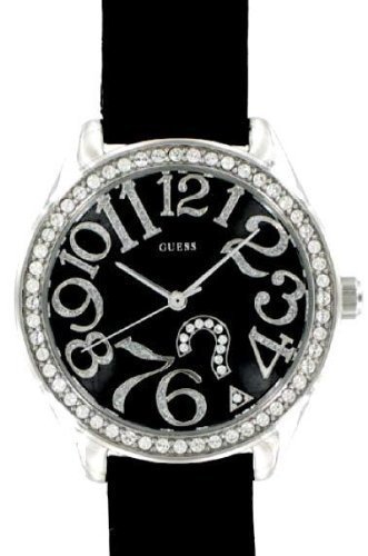 New Guess G76030L Black Croc Leather Crystal Collection Women's Watch
