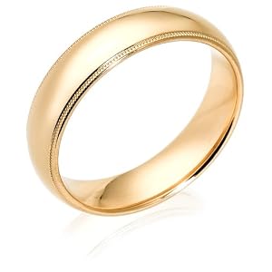 14k Yellow Gold 6mm Comfort Fit Milgrain Men's Wedding Band