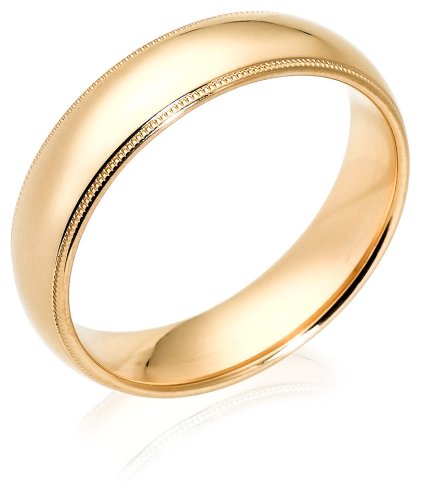14k Yellow Gold 6mm Comfort Fit Milgrain Men's Wedding Band