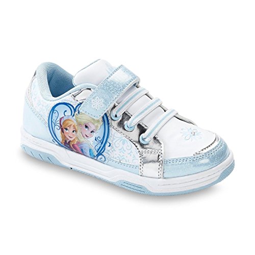 Disney Frozen Toddler/youth Girl's Sneaker Court Anna & Elsa , White/blue/silver , Light-up