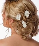 41oavpIgcKL. SL160  Ivory Mini Phalaenopsis Orchid Bridal Hair Pins