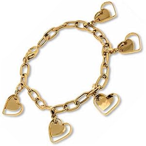 Yellow Gold Designer Five Charm Bracelet