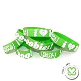 Keep-A-Breast 1 Inch I Love Boobies Bracelet Green/White