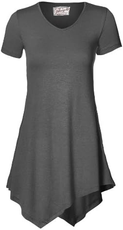 Made By Johnny Women's Short Sleeve Handkerchief Hem Tunic