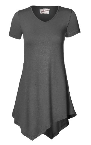 Made By Johnny Women's Short Sleeve Handkerchief Hem Tunic