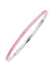 Sterling Silver Pink Enamel Bangle by Stackable Expressions, Best Quality Free Gift Box Satisfaction Guaranteed