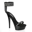 6 Inch Sexy Formal Shoe Everning Wear High Heel Platform Sandal Ankle Band Black Nubuck Rhinestones