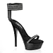 6 Inch Sexy Formal Shoe Everning Wear High Heel Platform Sandal Ankle Band Black Nubuck Rhinestones