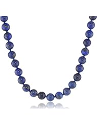 Sterling Silver 8mm Lapis Bead Necklace, 36"